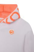 Дитяча бавовняна кофта Michael Kors колір білий з капюшоном з принтом (3077069)