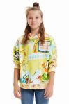 Дитяча бавовняна кофта Desigual Bugs Bunny колір жовтий з капюшоном візерунок