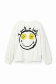 Дитяча бавовняна кофта Desigual колір білий з принтом (3043312)