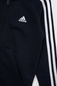 Дитяча кофта adidas U 3S FL FZ колір синій з капюшоном однотонна
