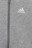 Дитяча кофта adidas LK 3S FL FZ колір сірий з капюшоном меланж