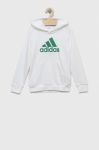 Дитяча кофта adidas U BL колір білий з капюшоном з принтом
