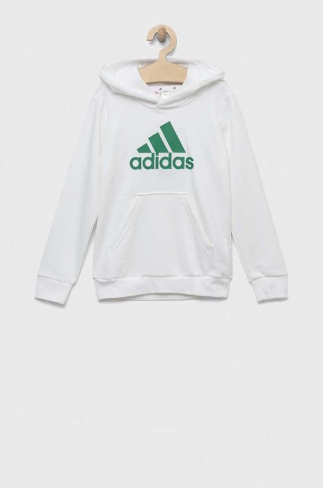 Дитяча кофта adidas U BL колір білий з капюшоном з принтом