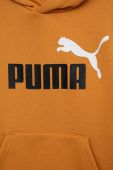 Дитяча кофта Puma ESS+ 2 Col Big Logo Hoodie FL B колір жовтий з капюшоном з принтом