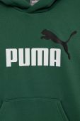 Дитяча кофта Puma ESS+ 2 Col Big Logo Hoodie FL B колір зелений з капюшоном візерунок