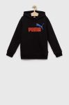 Дитяча кофта Puma ESS+ 2 Col Big Logo Hoodie FL B колір чорний з капюшоном з принтом (3033198)