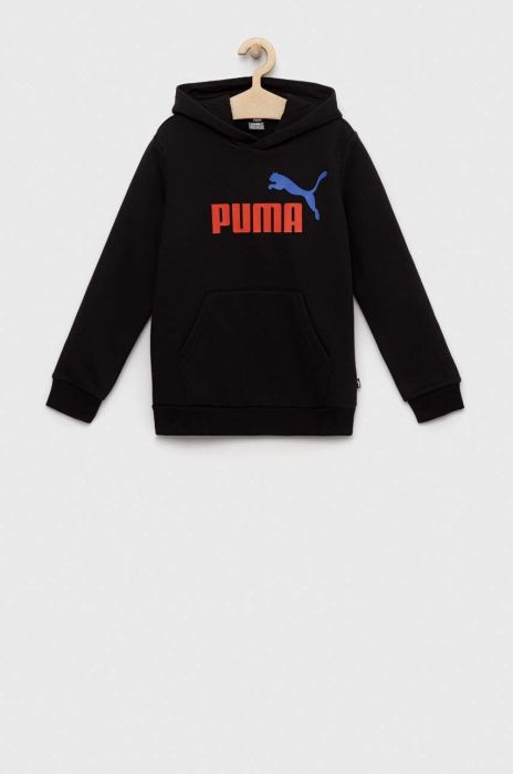 Дитяча кофта Puma ESS+ 2 Col Big Logo Hoodie FL B колір чорний з капюшоном з принтом (3033198)