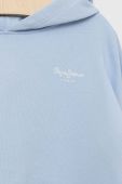 Дитяча бавовняна кофта Pepe Jeans з капюшоном з принтом колір блакитний