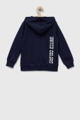 Дитяча бавовняна кофта United Colors of Benetton колір синій з капюшоном візерунок (3220125)