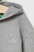 Дитяча кофта United Colors of Benetton колір сірий з капюшоном з аплікацією (3237990)