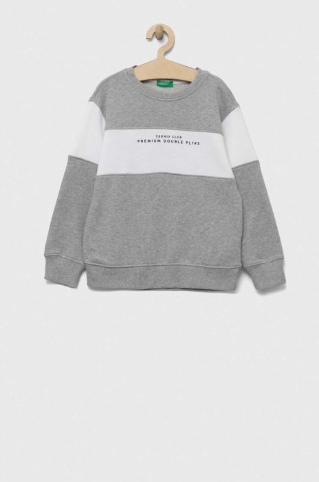 Дитяча бавовняна кофта United Colors of Benetton колір сірий візерунок (3237996)