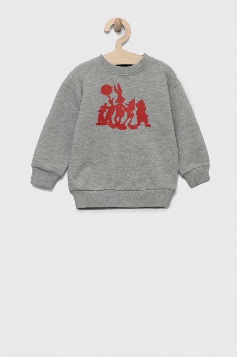 Дитяча кофта United Colors of Benetton x Space Jam колір сірий з принтом