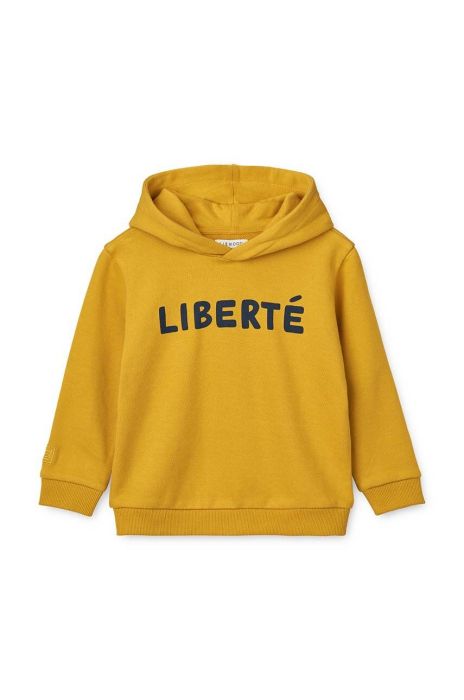 Дитяча бавовняна кофта Liewood з капюшоном візерунок колір жовтий (3505045)