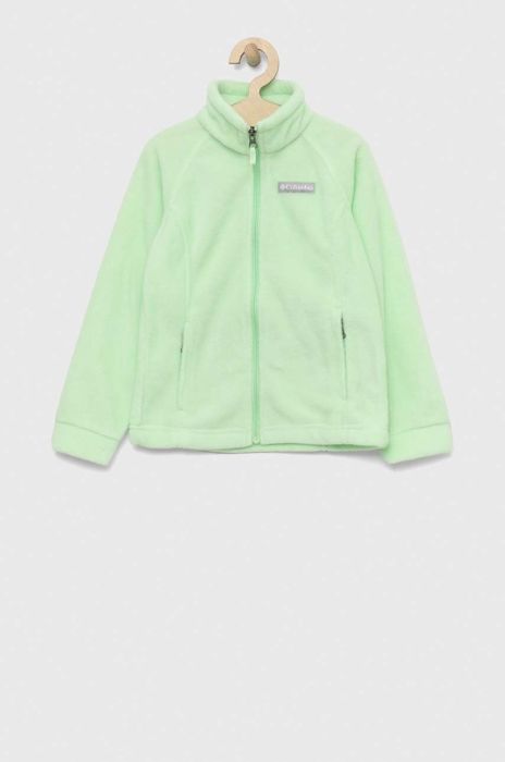 Дитяча кофта Columbia Benton Springs Fleece колір зелений однотонна