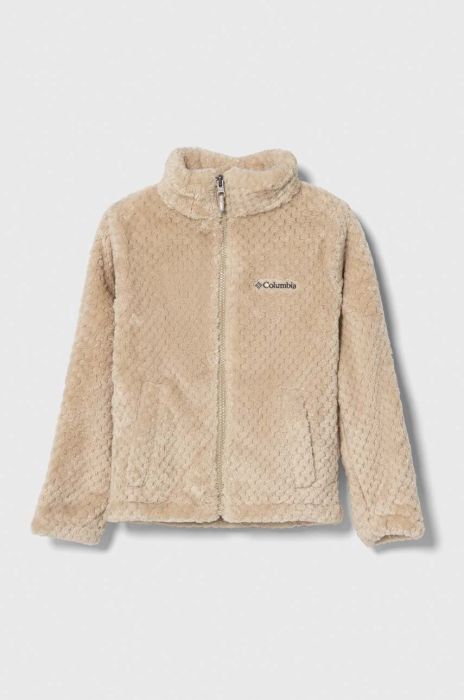 Дитяча кофта Columbia Fire Side Sherpa Full Zip колір бежевий однотонна