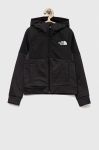 Дитяча кофта The North Face колір чорний з капюшоном з принтом (3291402)