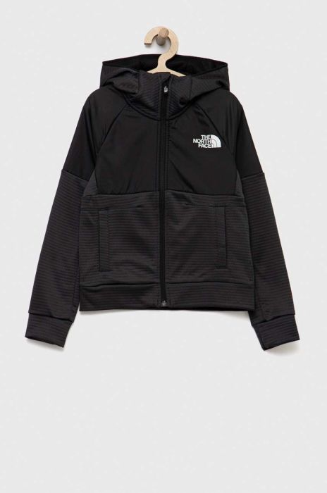 Дитяча кофта The North Face колір чорний з капюшоном з принтом (3291402)