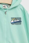 Дитяча кофта Quiksilver колір бірюзовий з капюшоном з принтом