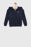 Дитяча кофта Roxy колір синій з капюшоном однотонна