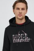 Кофта Karl Lagerfeld чоловіча колір чорний з капюшоном з принтом
