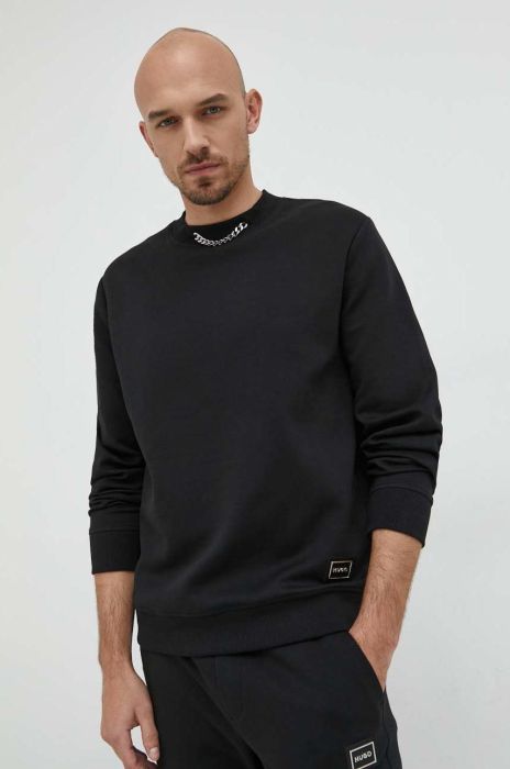 Кофта HUGO чоловіча колір чорний з аплікацією (2882574)