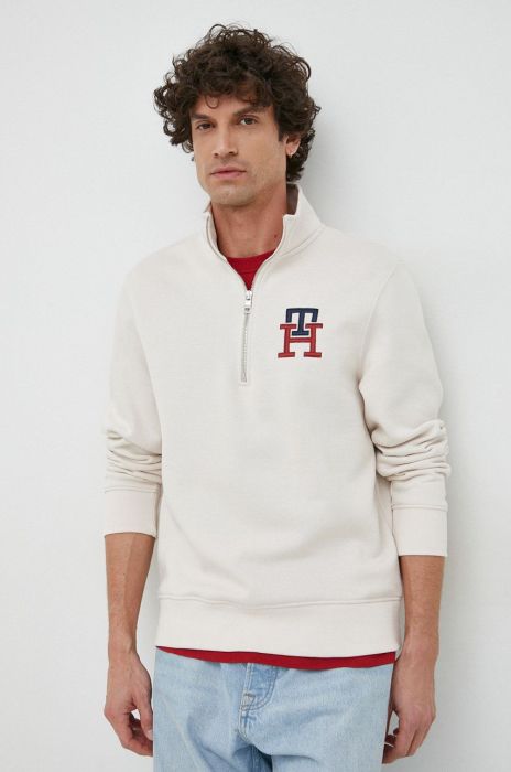 Кофта Tommy Hilfiger чоловіча колір бежевий з аплікацією (2877843)