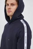 Бавовняна кофта Tommy Hilfiger чоловіча колір синій з капюшоном з аплікацією