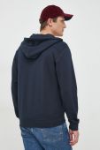 Бавовняна кофта BOSS BOSS ORANGE чоловіча колір синій з капюшоном однотонна