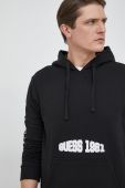 Кофта Guess чоловіча колір чорний з капюшоном з принтом (2939541)