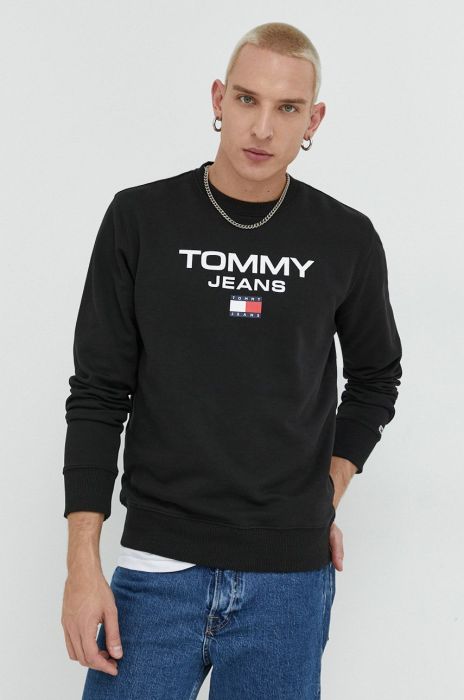 Бавовняна кофта Tommy Jeans чоловіча колір чорний з принтом (2826981)