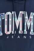 Бавовняна кофта Tommy Jeans чоловіча колір синій з капюшоном з аплікацією (2890331)