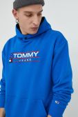 Кофта Tommy Jeans чоловіча з капюшоном з аплікацією колір блакитний (2827069)