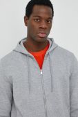 Кофта BOSS чоловіча колір сірий з капюшоном з принтом