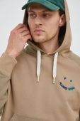Бавовняна кофта PS Paul Smith чоловіча колір бежевий з капюшоном з аплікацією