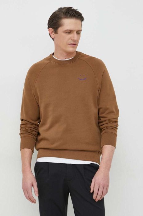 Бавовняна кофта PS Paul Smith чоловіча колір коричневий з аплікацією