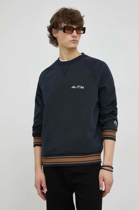 Бавовняна кофта Marc O'Polo чоловіча колір синій з аплікацією
