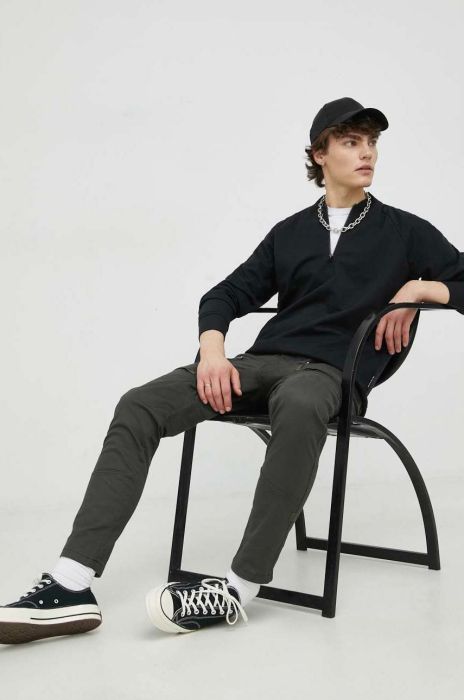 Бавовняна кофта G-Star Raw чоловіча колір чорний однотонна (2863679)