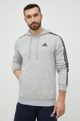 Кофта adidas чоловіча колір сірий з капюшоном з аплікацією