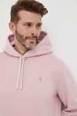 Кофта Polo Ralph Lauren чоловіча колір рожевий з капюшоном однотонна