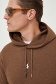 Кофта Polo Ralph Lauren чоловіча колір коричневий з капюшоном однотонна