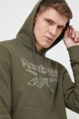 Кофта Reebok чоловіча колір зелений з капюшоном з принтом (3027406)