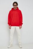 Бавовняна кофта Young Poets Society Danis чоловіча колір червоний з капюшоном однотонна