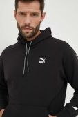 Бавовняна кофта Puma X STAPLE чоловіча колір чорний з капюшоном з принтом