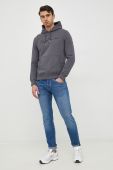 Бавовняна кофта Pepe Jeans чоловіча колір сірий з капюшоном з аплікацією