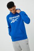 Кофта Reebok чоловіча з капюшоном з принтом колір блакитний