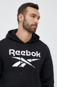 Кофта Reebok чоловіча колір чорний з капюшоном з принтом (2995569)
