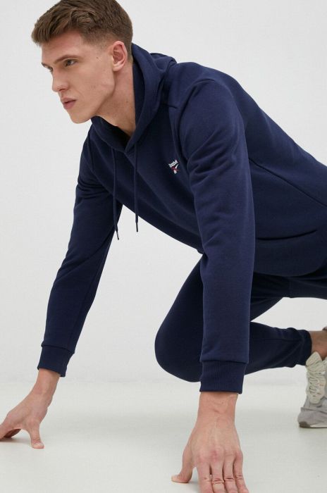 Кофта Reebok чоловіча колір синій з капюшоном з принтом (3008468)