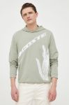 Кофта Lacoste чоловіча колір зелений з капюшоном з принтом