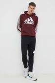 Кофта adidas чоловіча колір бордовий з капюшоном з принтом (3027417)