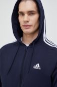Бавовняна кофта adidas чоловіча колір синій з капюшоном візерунок